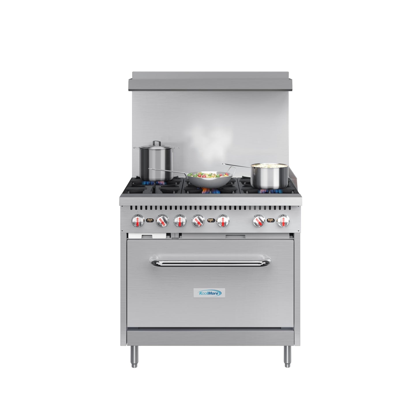 KOOLMORE 36 in. 6 Burner Commercial Liquid Propane Range in Stainless-Steel - KMCR36LP