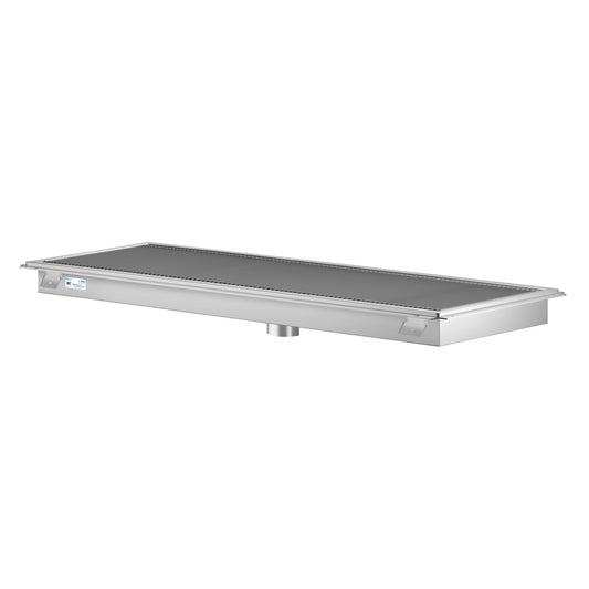 KOOLMORE 24" x 54" Stainless Steel Floor Trough Drain, 14-Gauge with Subway-Style Grating & Removable Drain Basket, NSF Listed  - KMFTG2454