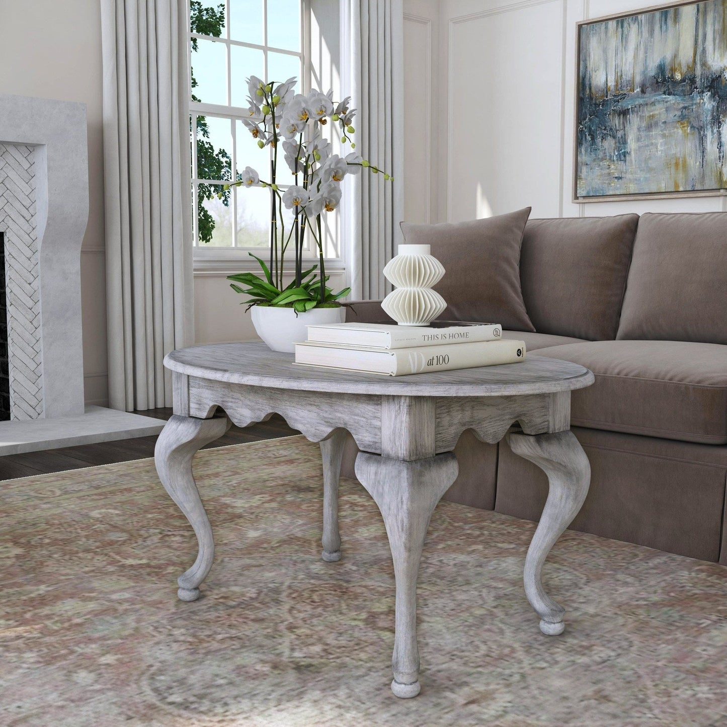 Butler Specialty Company Grace Oval 4 Legs Coffee Table, Gray  - 3012418