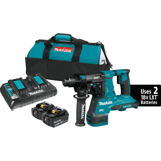 Makita  36V (18V X2) LXT Brushless 1-1/8" AVT Rotary Hammer Kit, accepts SDS-PLUS bits, 3-mode, var. spd., dual port charger, bag - XRH08PT
