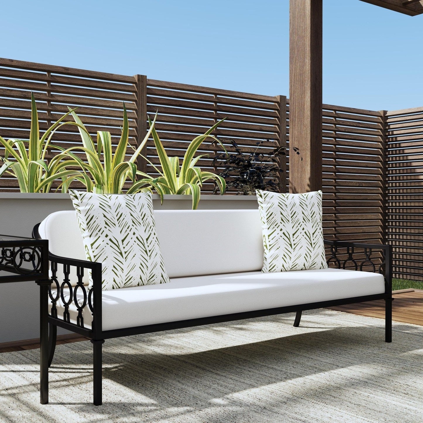 Butler Specialty Company Southport Iron Upholstered Outdoor Sofa, Black  - 5661437