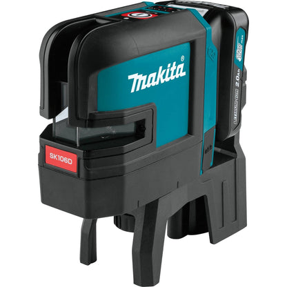 Makita 12V Max CXT Self-Leveling Cross-Line/4-Point Red Beam Laser Kit, bag, with one battery  - SK106DNAX