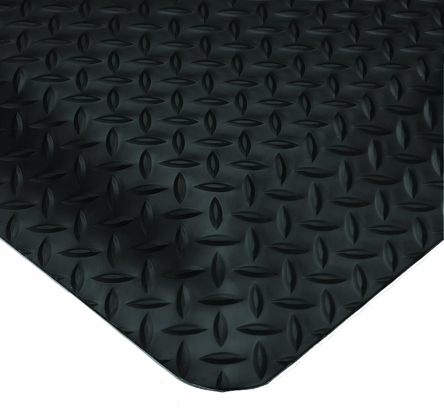 Wearwell Diamond-Plate SpongeCote UltraSoft Mat, 4' Width x 75' Length x 15/16" Thickness, Black - 414.1516x4x75BK