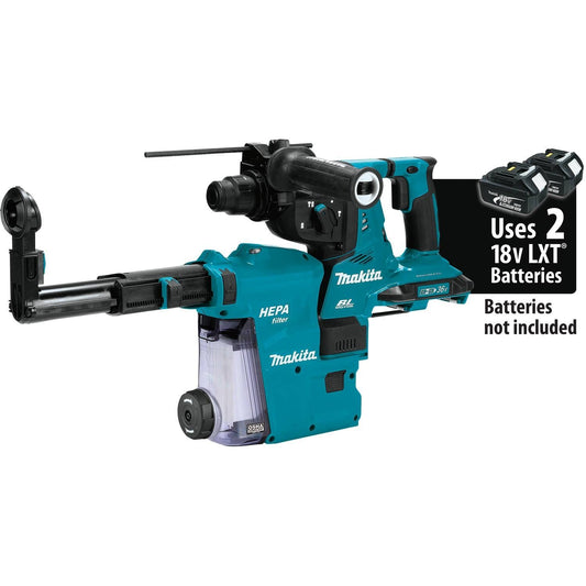 Makita  36V (18V X2) LXT Brushless 1-1/8" AVT Rotary Hammer, accepts SDS-PLUS bits, w/ HEPA Dust Extractor, AFT, AWS Capable  - XRH10ZW