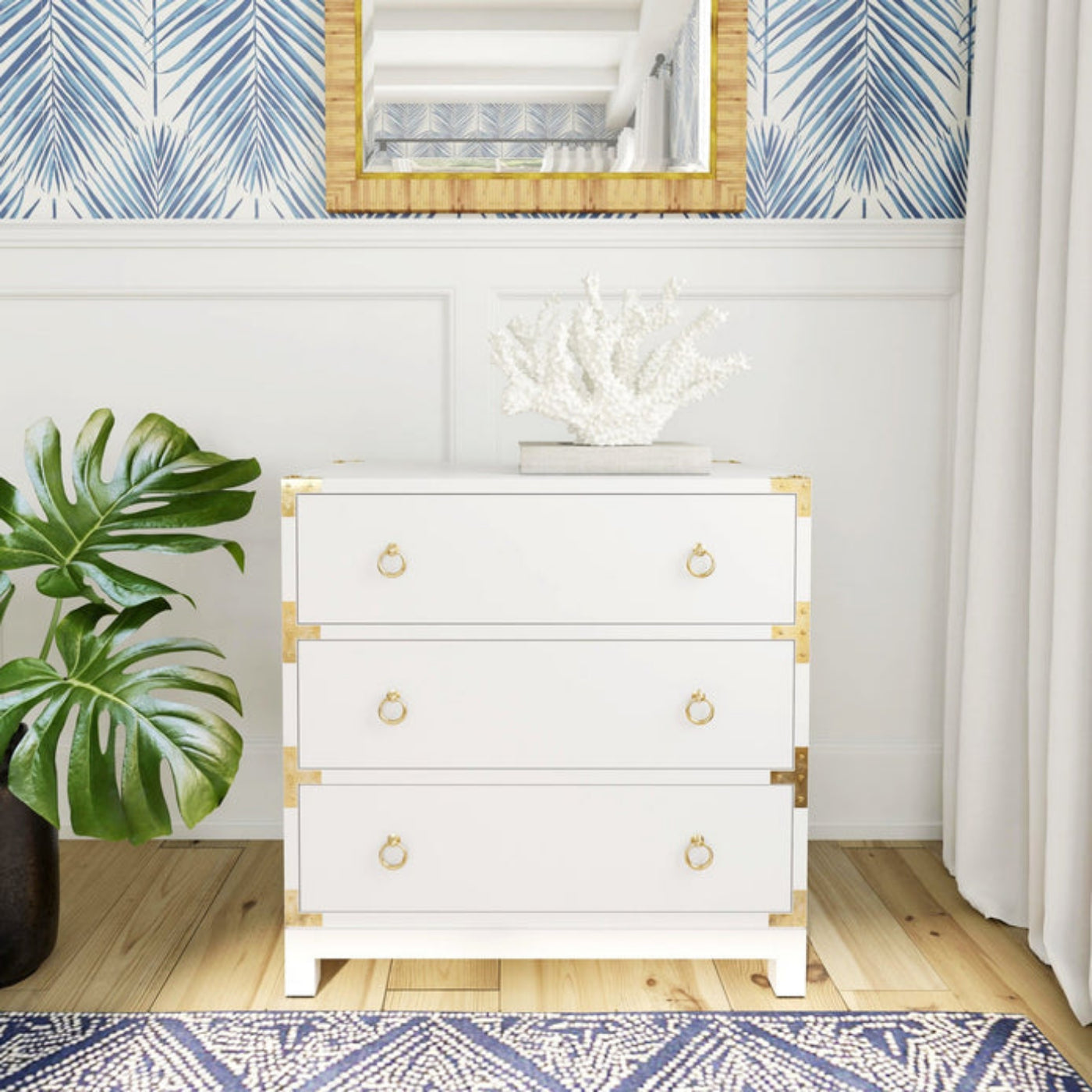 Butler Specialty Company Forster Campaign 3 Drawer Dresser, White  - 9337304