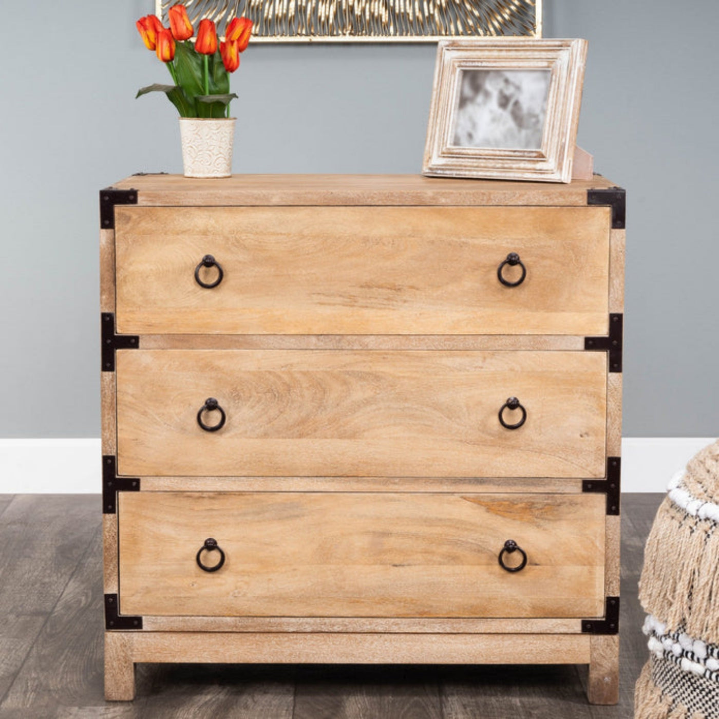 Butler Specialty Company Forster Campaign 3 Drawer Dresser, Light Brown  - 9337312