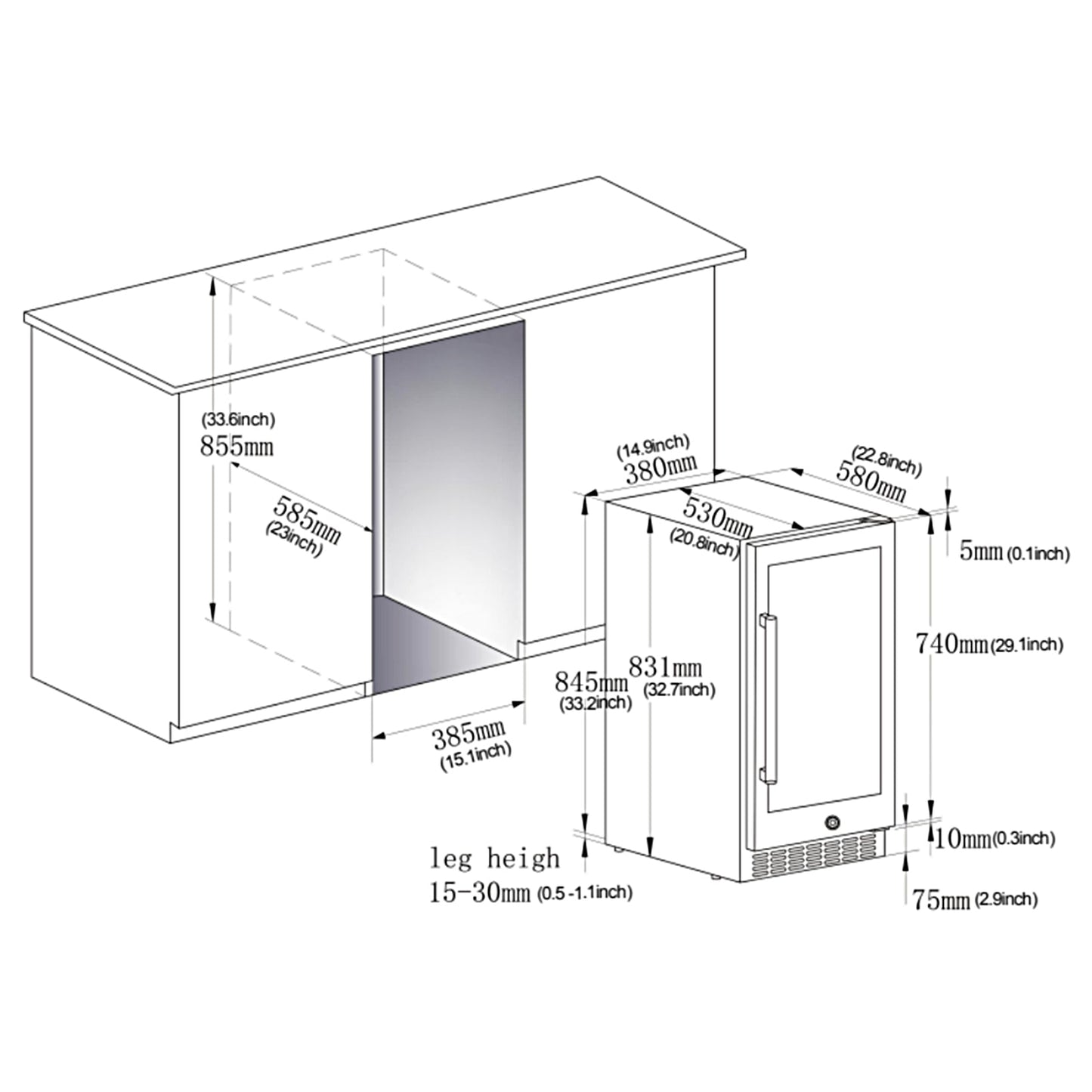 Earth Day Sale-BODEGAcooler 15" Built-in 100 Can Beverage Fridge in Stainless Steel - YC-100A-US-1