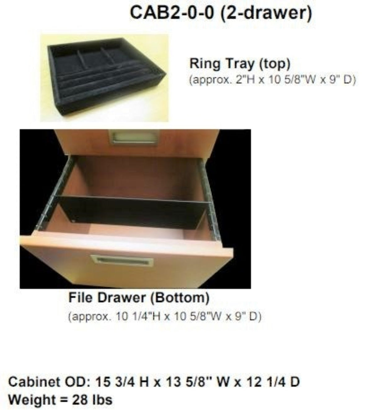 Gardall  2 Drawer Jewelry Cabinet - CAB2-0-0