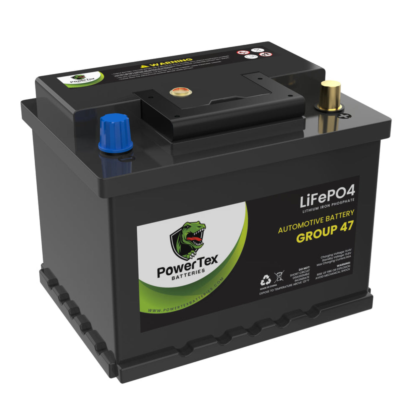 PowerTex 2022 Lexus RX450h V6 3.5LReplacement Car Battery BCI Group 47 Lithium LiFePO4 Automotive Powertex Battery - PTLG47-039