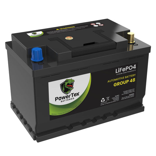 2022 Jeep Wrangler V6 3.0L Replacement Car Battery BCI Group 48 Lithium LiFePO4 Automotive Powertex Battery