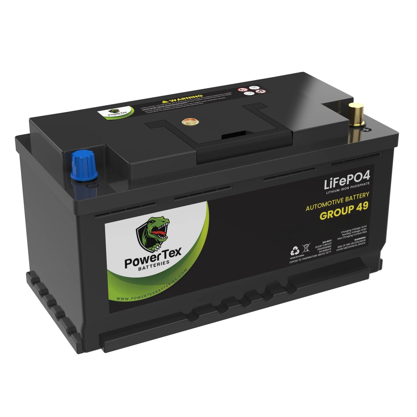 PowerTex 2019 Maserati Levante Car Battery BCI Group 49 / H8 Replacement Lithium LiFePO4 Automotive Battery - PTLG49-1129