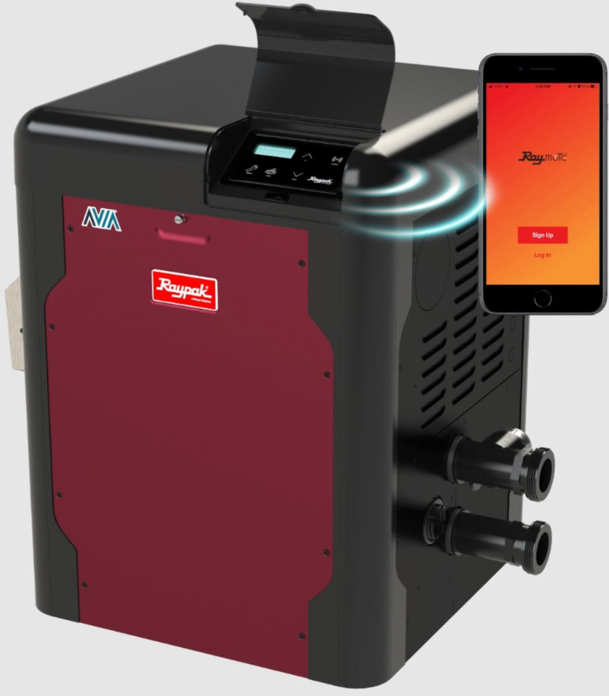 Raypak AVIA 264k Btu Digital Pool Heater - Copper - Natural Gas - WiFi Ready  -  018032