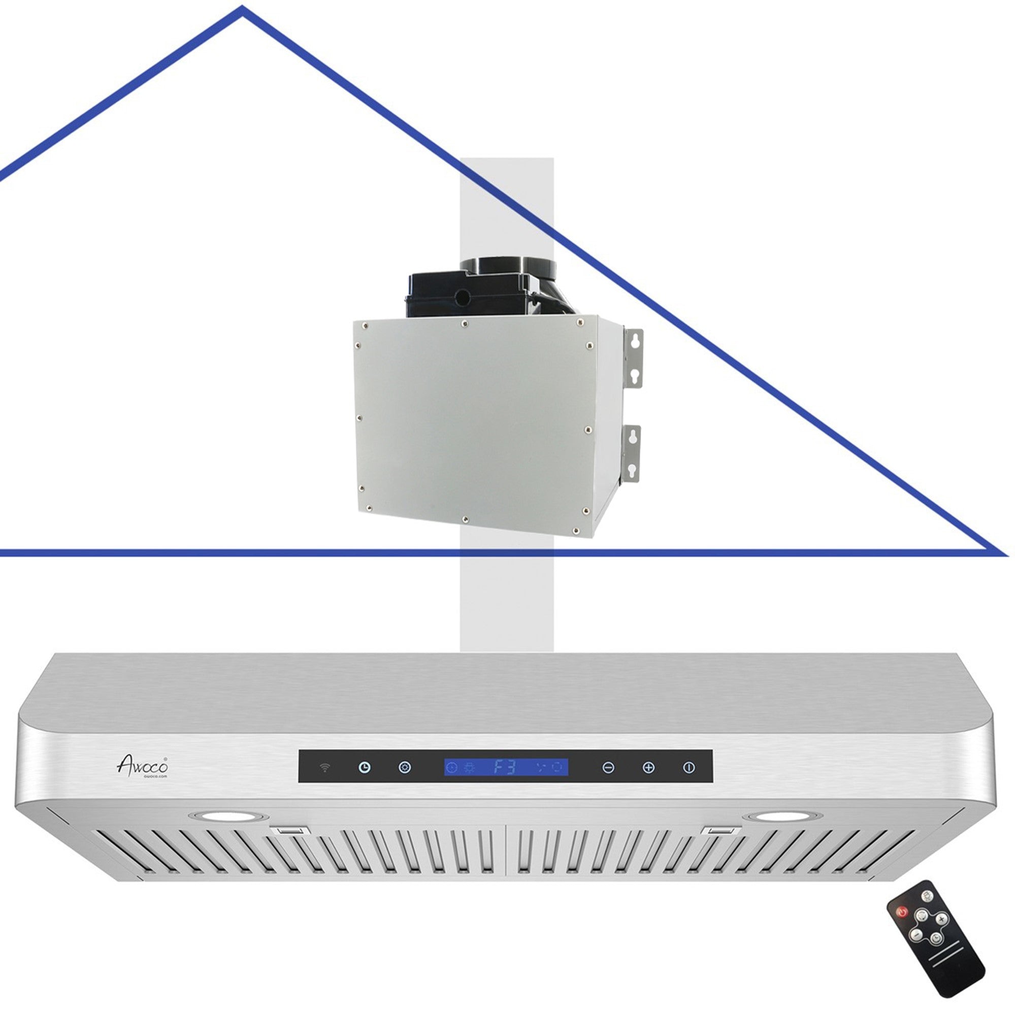 Awoco RH-SP06-T Super Quiet Split Stainless Steel Range Hood, 4 Speeds, 6