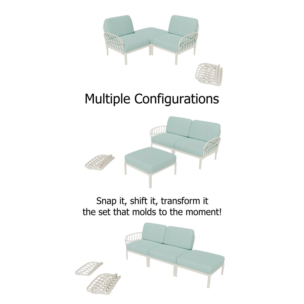 Strata Furniture Dahlia Patio Set Chairs and Ottoman  - ODACCOWM