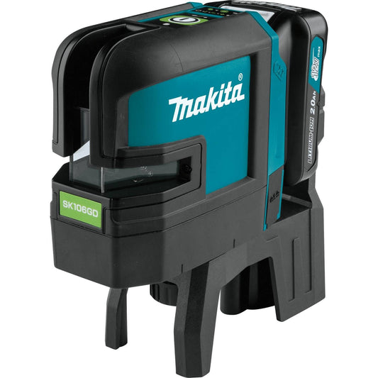 Makita  12V Max CXT Self-Leveling Cross-Line/4-Point Green Laser Kit, bag, with one battery - SK106GDNAX