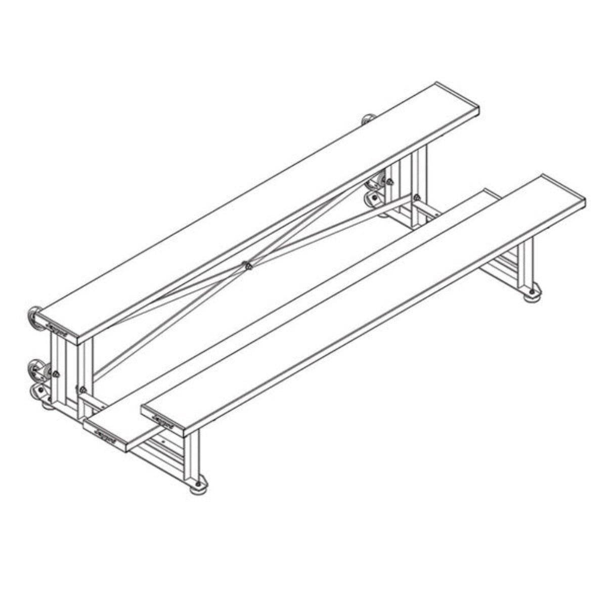 Bleacher - 7-1/2 ft. (2 Row - Single Foot Plank) - Tip & Roll - BLCH-275TRG