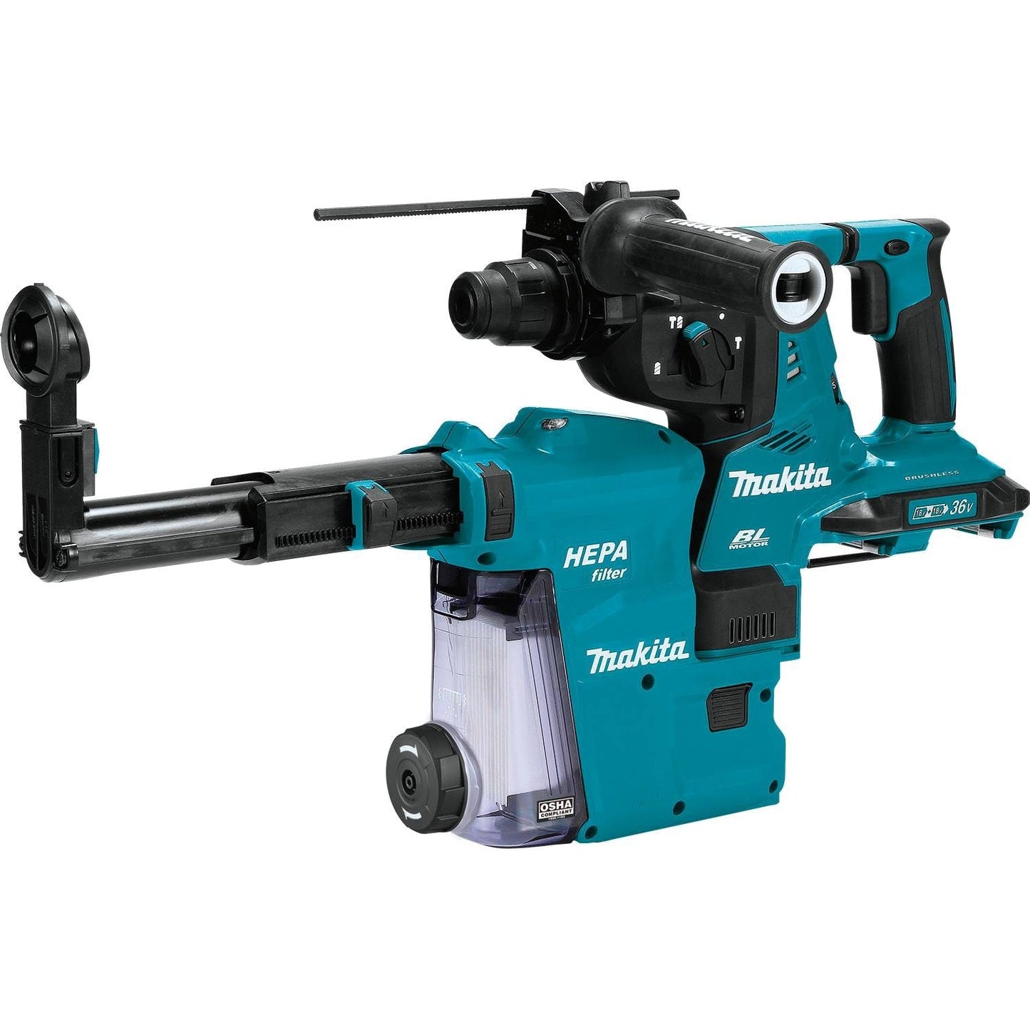 Makita  36V (18V X2) LXT Brushless 1-1/8" AVT Rotary Hammer, accepts SDS-PLUS bits, w/ HEPA Dust Extractor, AFT, AWS Capable  - XRH10ZW