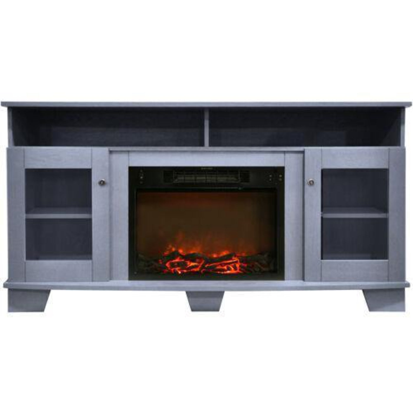 Cambridge Savona 59 In. Electric Fireplace in Cherry with Entertainment Stand and Charred Log Display, - CAM6022-1CHR