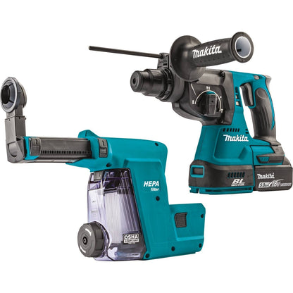 Makita  18V LXT Lithium-Ion Brushless Cordless 1" Rotary Hammer Kit, accepts SDS-PLUS bits, HEPA Dust Extractor Attachment, bag  - XRH011TWX