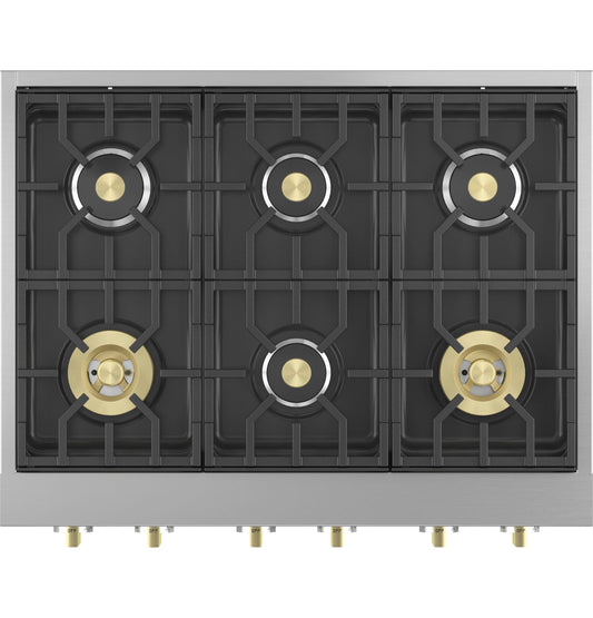 MONOGRAM Monogram 36" Professional Gas Rangetop with 6 Burners in Stainless Steel - ZGU366NTSS