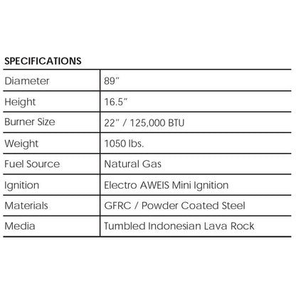 Fuego Fire Table Specs