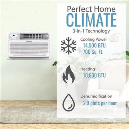 Keystone - 14, 000 BTU Through the Wall Heat/Cool, R32  -  KSTAT14-2HD