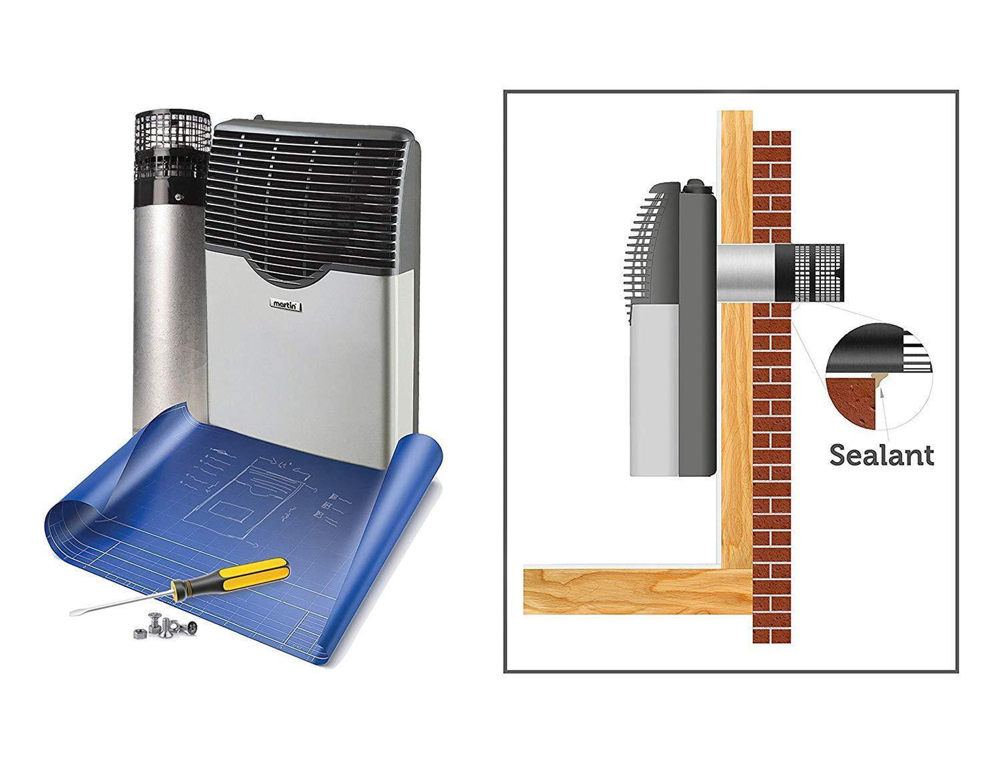 Martin MDV20VP 20000 BTU Direct Vent Thermostatic Built-In Propane Wall Heater Furnace New