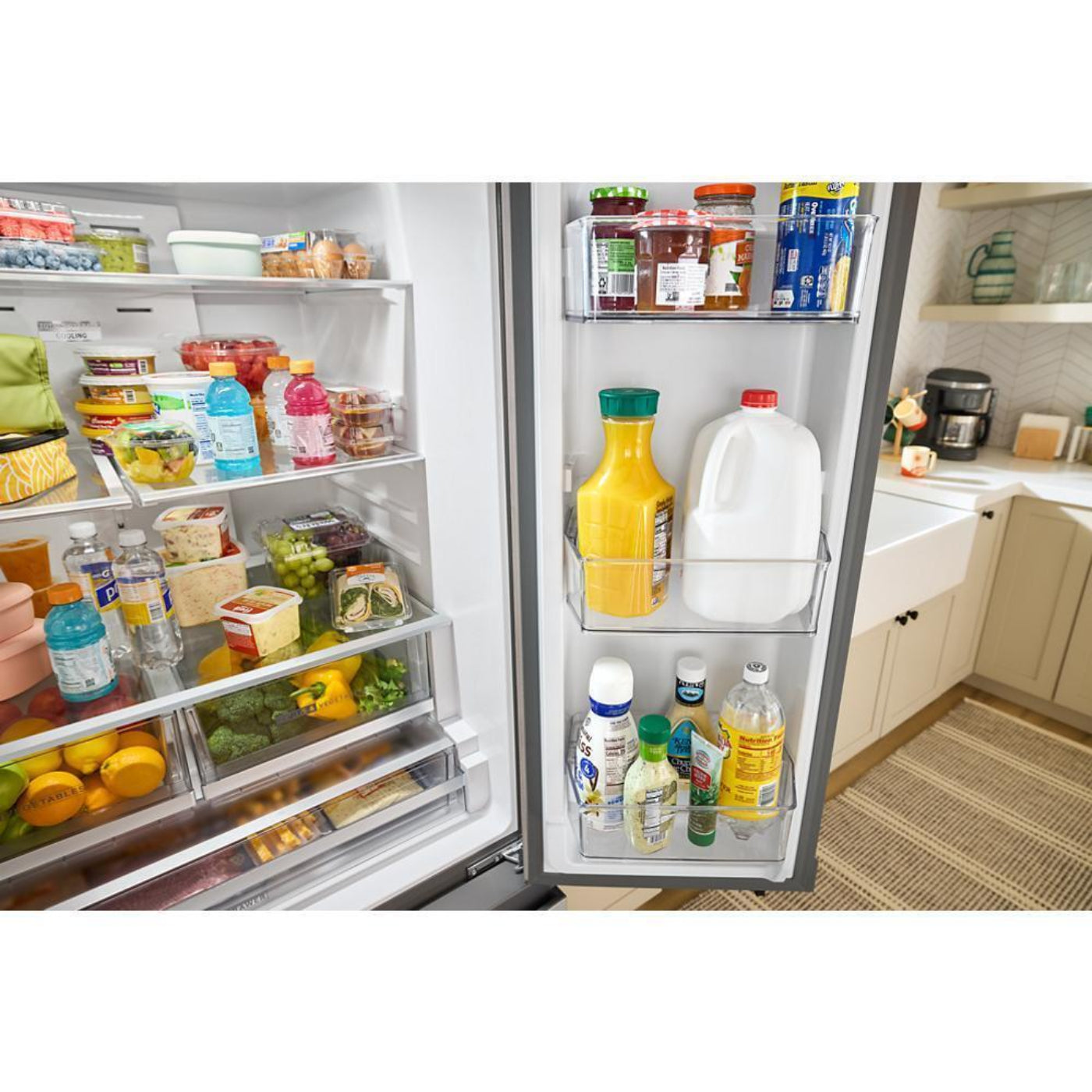 WHIRLPOOL 36-Inch French Door Refrigerator with Interior Water Dispenser - 31 cu. ft. White - WRFF3336SW