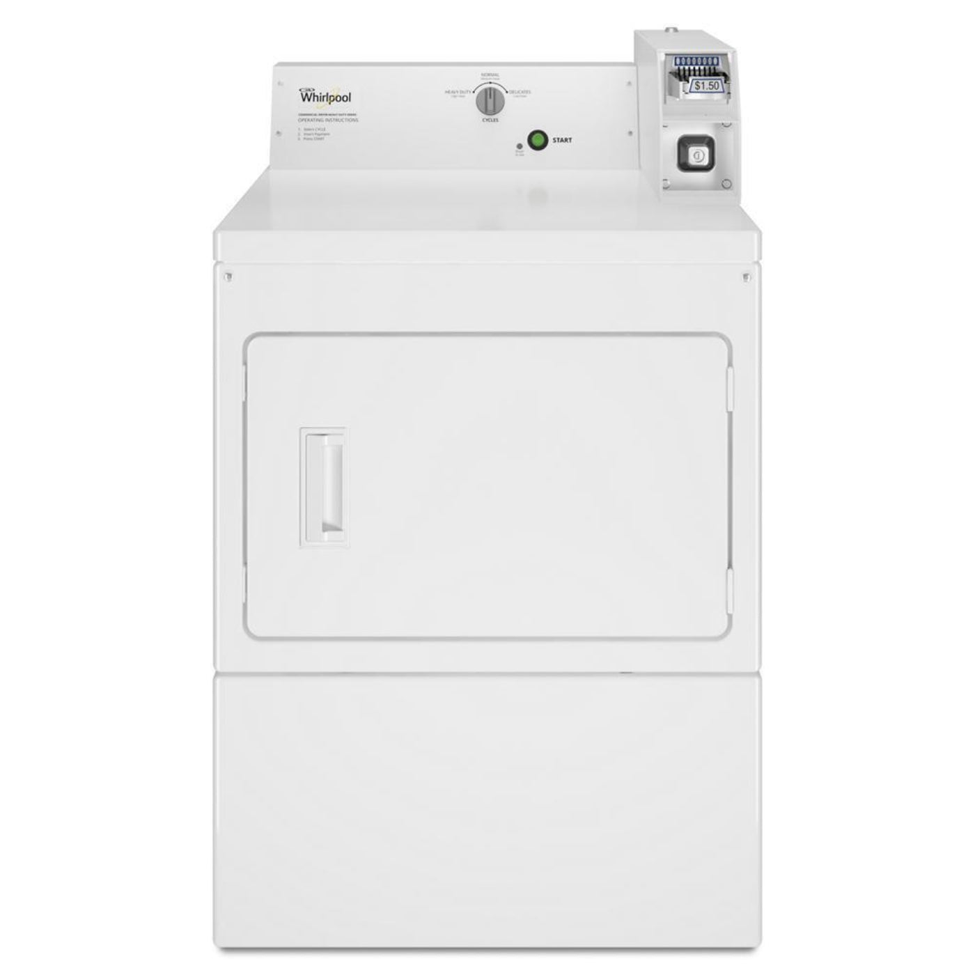 WHIRLPOOL COMMERCIAL Commercial Gas Super-Capacity Dryer, Coin Slide White - CGM2745FQ