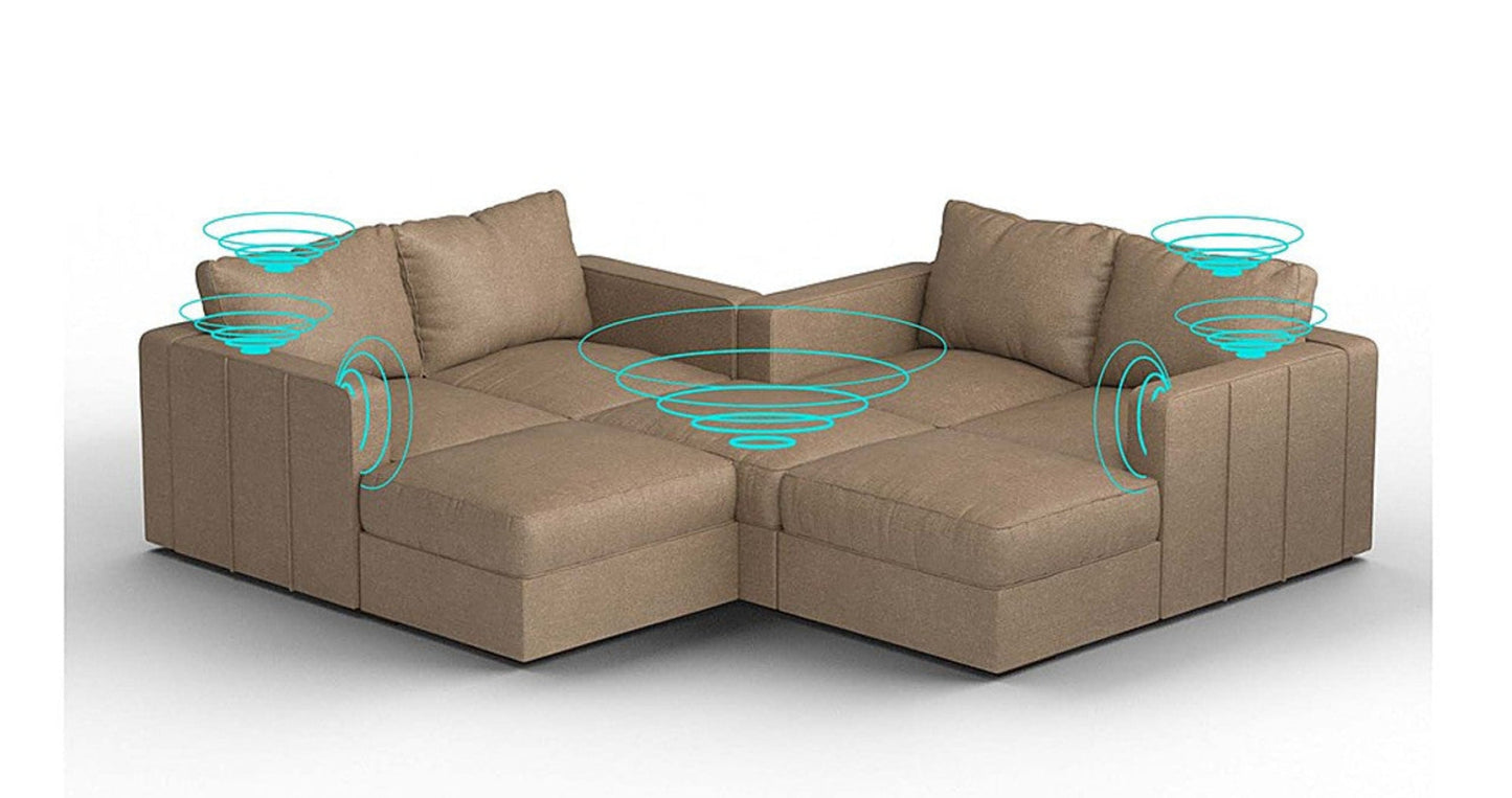 Lovesac – 7 Seats + 8 Sides Combed Chenille &amp; Lovesoft with 6 Speaker Immersive Sound + Charge System – Taupe -  SKU_1772863319189_48
