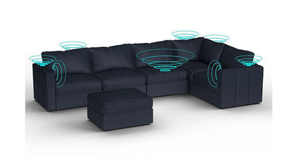 Lovesac – 6 Seats + 8 Sides Corded Velvet &amp; Lovesoft with 10 Speaker Immersive Sound + Charge System – Midnight Navy - 1772865025358_283