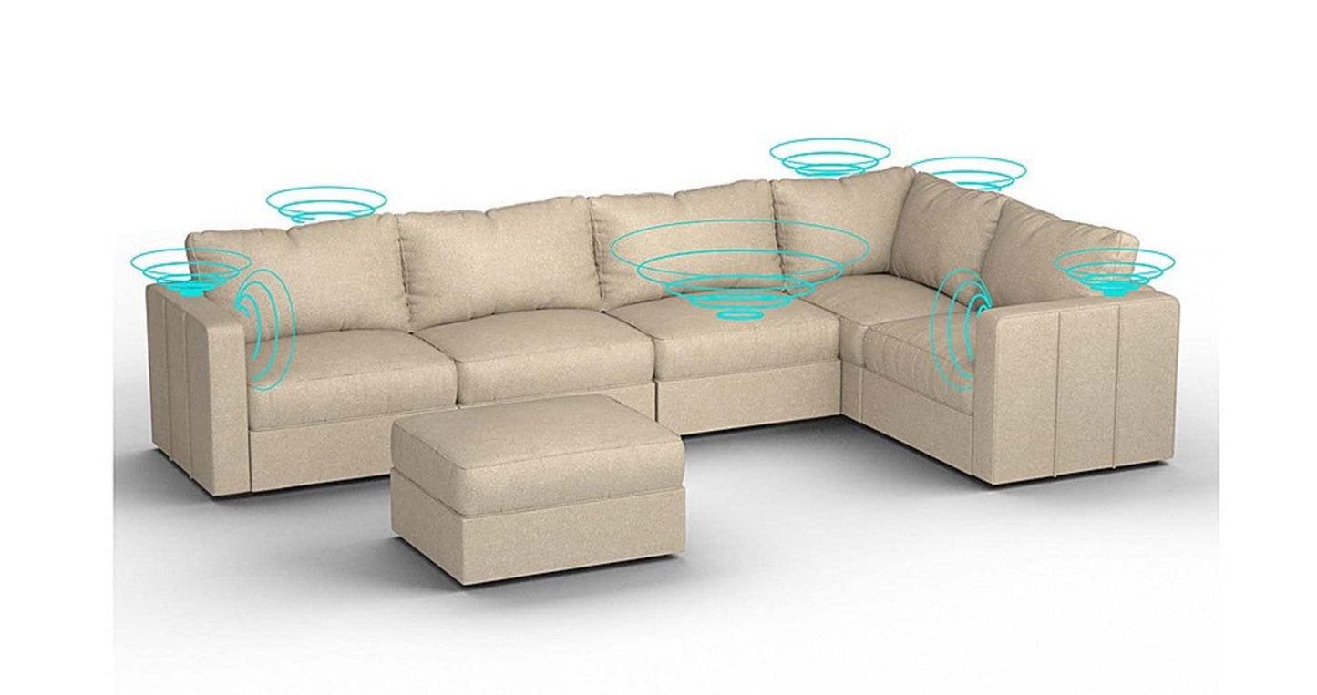 Lovesac – 6 Seats + 8 Sides Combed Chenille &amp; Lovesoft with 10 Speaker Immersive Sound + Charge System – Tan - 1772863781971_852