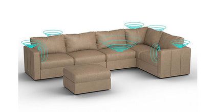 Lovesac – 6 Seats + 8 Sides Combed Chenille &amp; Standard Foam with 8 Speaker Immersive Sound + Charge System – Taupe - 1772866293195_482