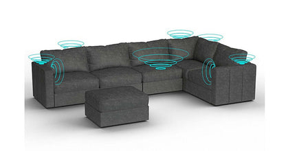 Lovesac – 6 Seats + 8 Sides Corded Velvet &amp; Lovesoft with 6 Speaker Immersive Sound + Charge System – Charcoal Grey - 1772866271994_585