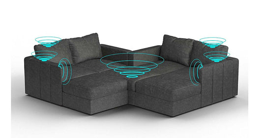Lovesac – 7 Seats + 8 Sides Corded Velvet &amp; Lovesoft with 6 Speaker Immersive Sound + Charge System – Charcoal Grey - 1772862541057_321