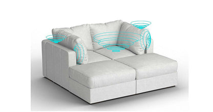 Lovesac – 4 Seats + 4 Sides Corded Velvet &amp; Lovesoft with 6 Speaker Immersive Sound + Charge System – Sky Grey - SKU_1772863376084_508