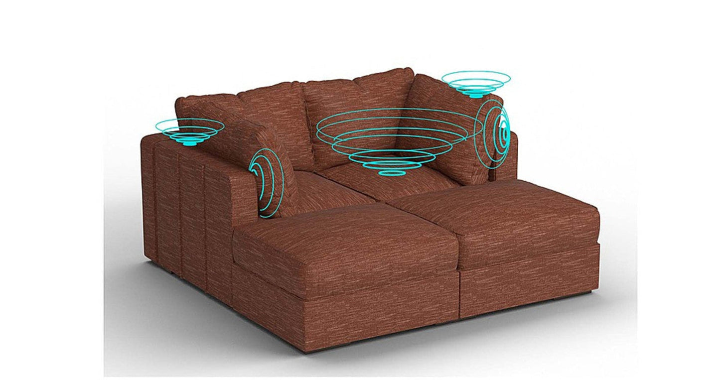 Lovesac – 4 Seats + 4 Sides Rained Chenille &amp; Standard Foam with 6 Speaker Immersive Sound + Charge System – Terracotta - SKU_1772870992958_327