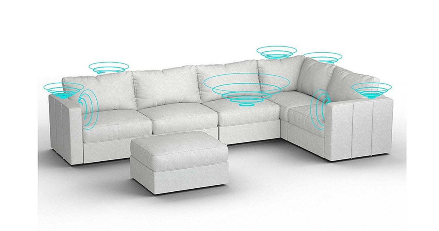 Lovesac – 6 Seats + 8 Sides Corded Velvet &amp; Lovesoft with 6 Speaker Immersive Sound + Charge System – Sky Grey - SKU_1772871096745_258