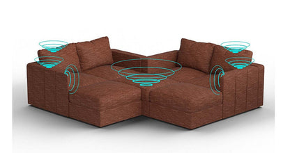 Lovesac – 7 Seats + 8 Sides Rained Chenille &amp; Lovesoft with 10 Speaker Immersive Sound + Charge System – Terracotta - 1772860047330_72