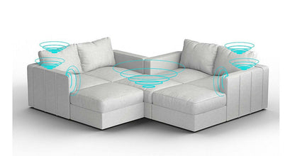 Lovesac – 7 Seats + 8 Sides Corded Velvet &amp; Standard Foam with 8 Speaker Immersive Sound + Charge System – Sky Grey - 1772860042238_110