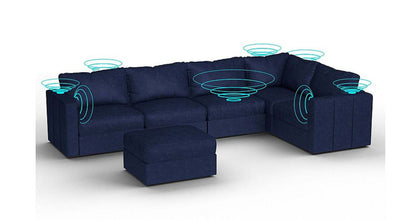 Lovesac – 6 Seats + 8 Sides Corded Velvet &amp; Standard Foam with 10 Speaker Immersive Sound + Charge System – Sapphire Navy - 1772866317210_696