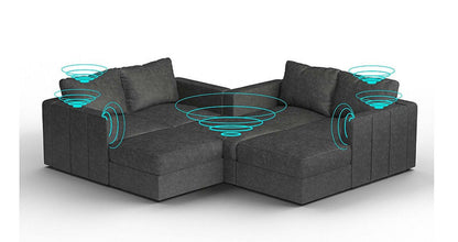 Lovesac – 7 Seats + 8 Sides Corded Velvet &amp; Standard Foam with 8 Speaker Immersive Sound + Charge System – Charcoal Grey - 1772862591121_769