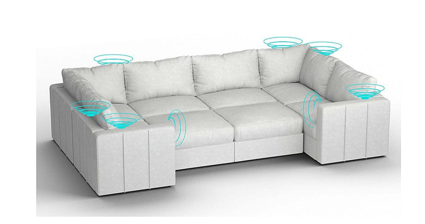 Lovesac – 8 Seats + 10 Sides Corded Velvet &amp; Standard Foam with 8 Speaker Immersive Sound + Charge System – Sky Grey - SKU_1772863483300_288