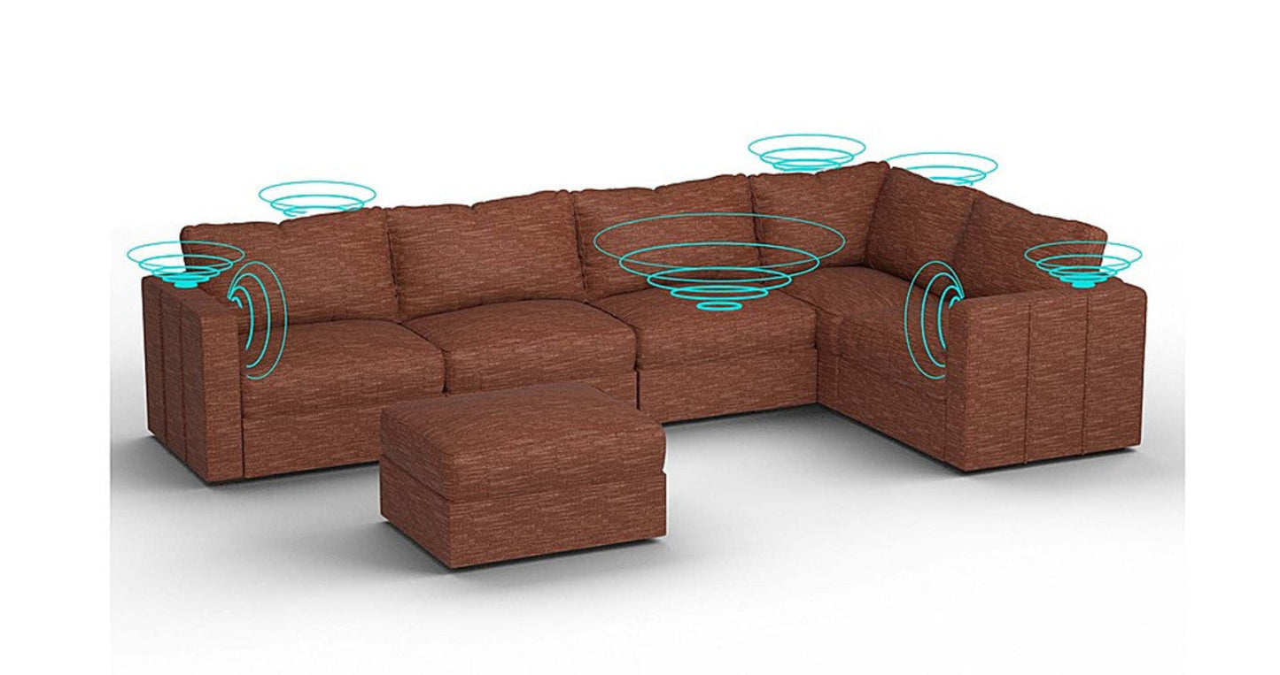 Lovesac – 6 Seats + 8 Sides Rained Chenille &amp; Standard Foam with 8 Speaker Immersive Sound + Charge System – Terracotta - 1772860097144_118
