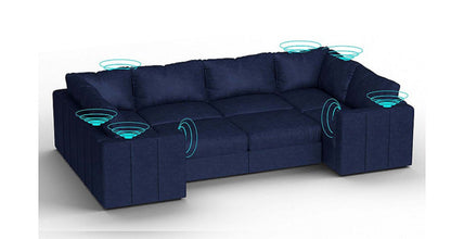 Lovesac – 8 Seats + 10 Sides Corded Velvet &amp; Standard Foam with 8 Speaker Immersive Sound + Charge System – Sapphire Navy - 1772866277453_569
