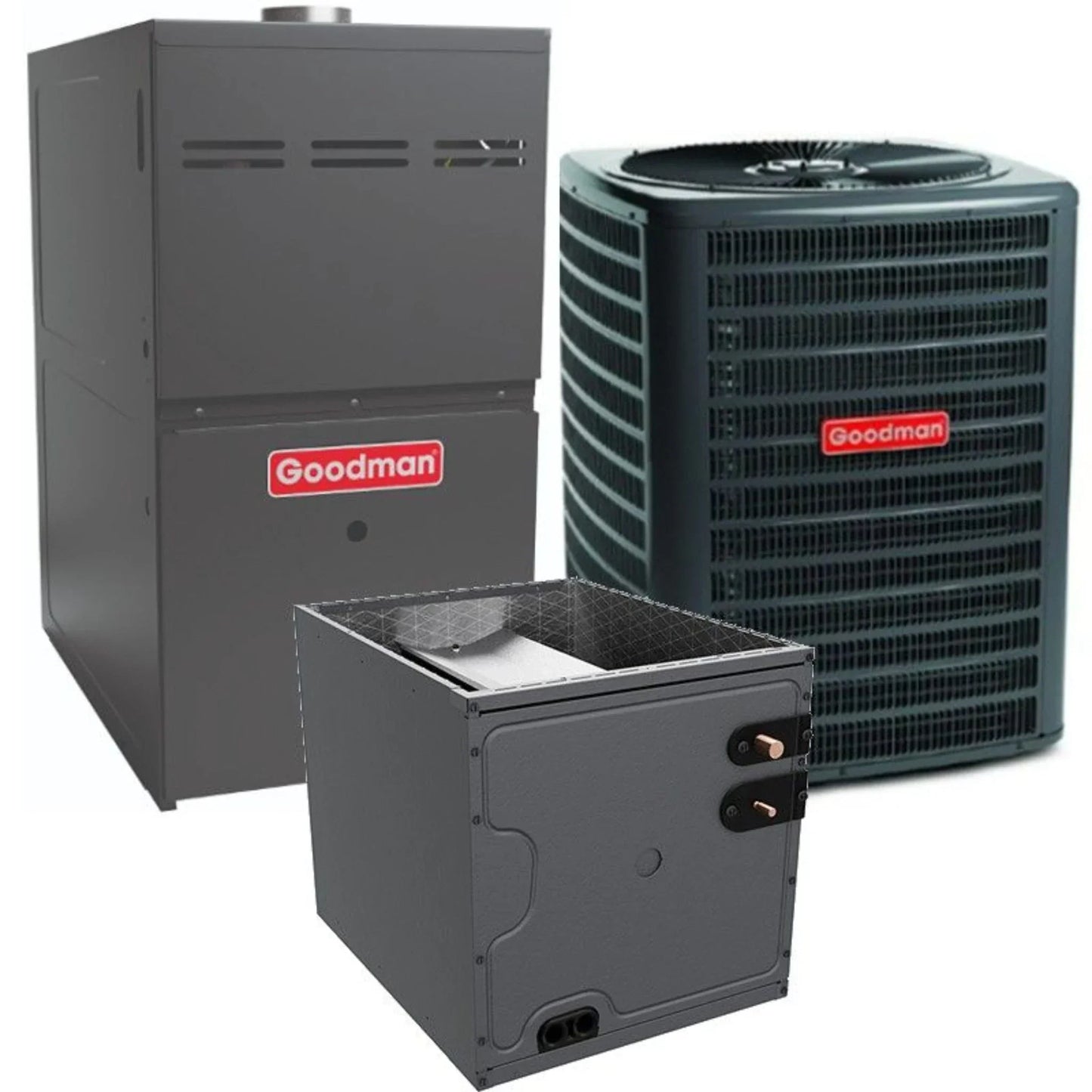 Goodman - 1.5 Ton/60,000 BTU 80% AFUE Gas Furnace and Air Conditioner System - Horizontal - 14.5 SEER2 - R32 - GLXS4BA1810