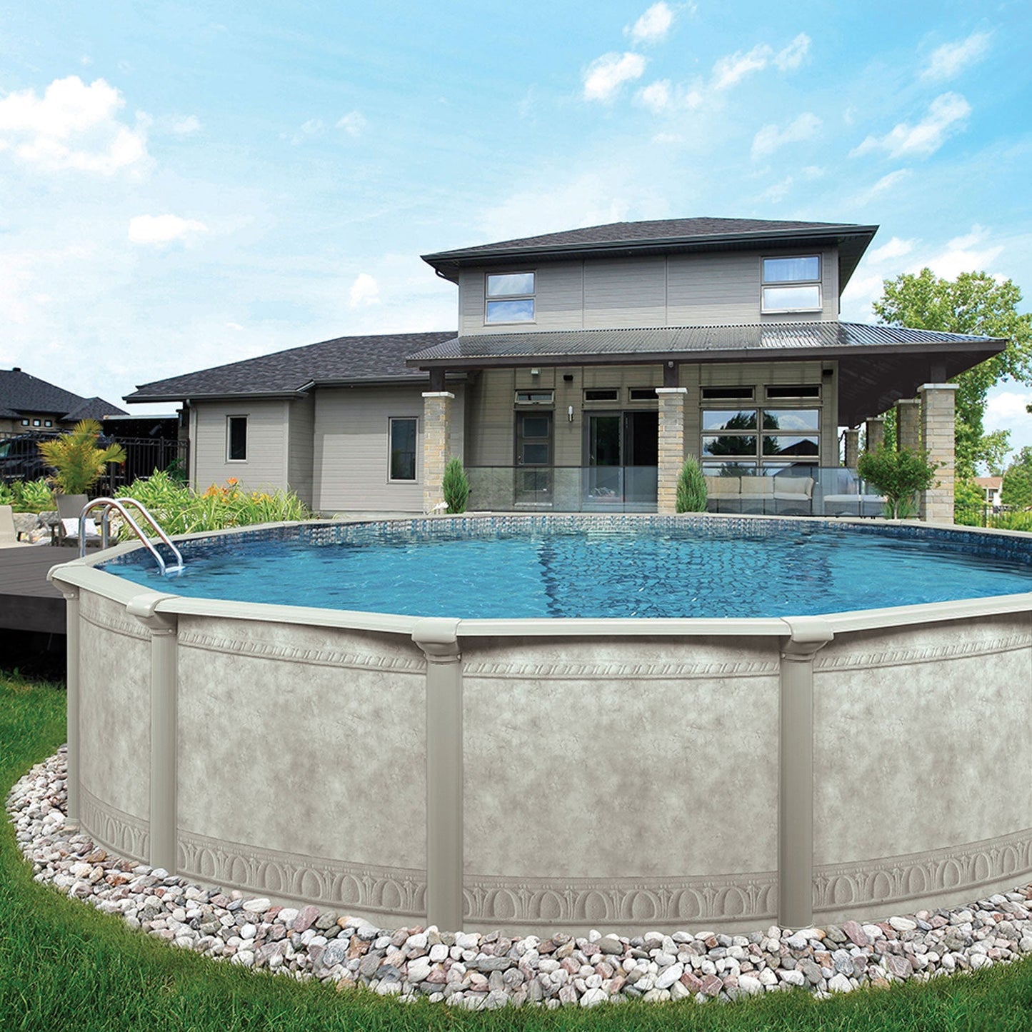 Aquarian Pools Khaki Venetian 21ft x 52in Outdoor Above Ground Swimming Pool - 97434